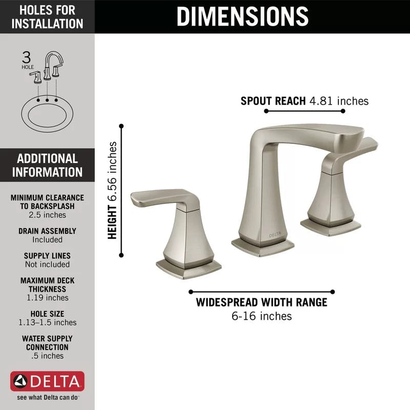Vesna 3-Hole Widespread Nickel Bathroom Faucet with Drain Assembly