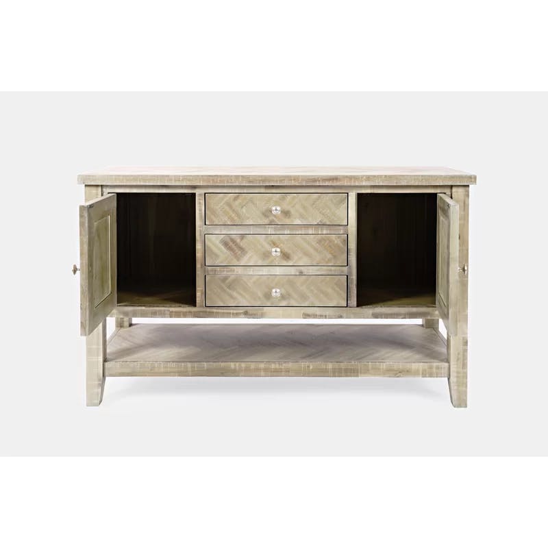 Fairview Transitional 54'' Distressed Acacia Chevron Sideboard