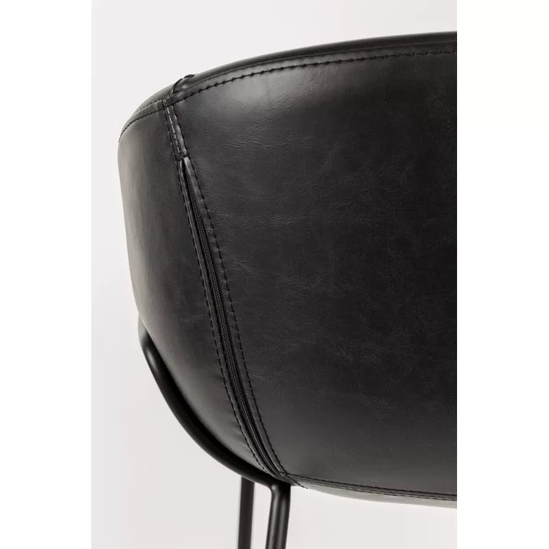 Elegant Black Faux Leather 26'' Counter Stool Set of 2