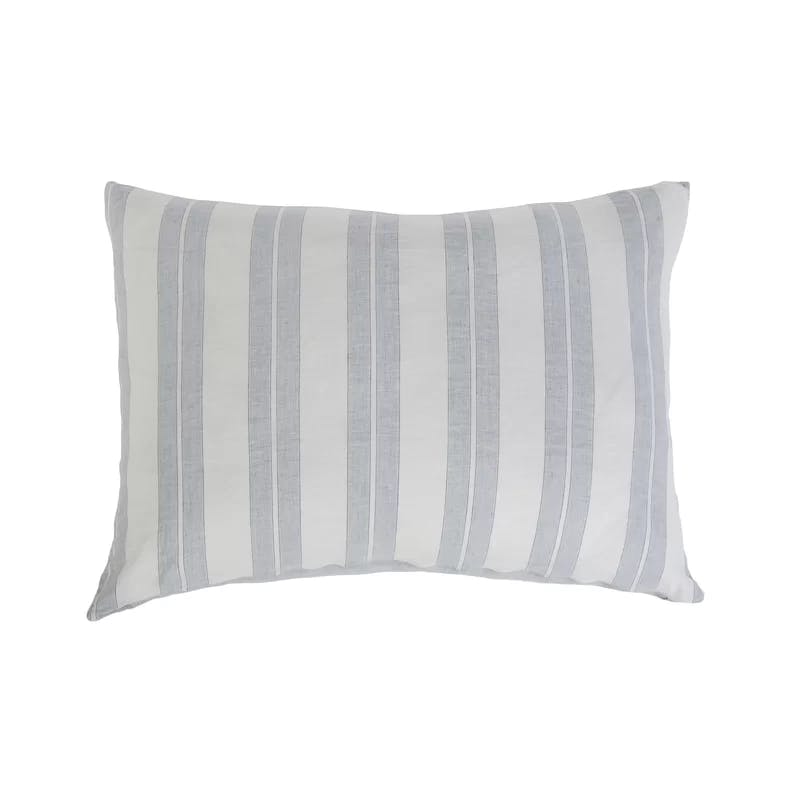 Carter Denim Stripe Ivory Cotton-Linen Reversible Throw Pillow