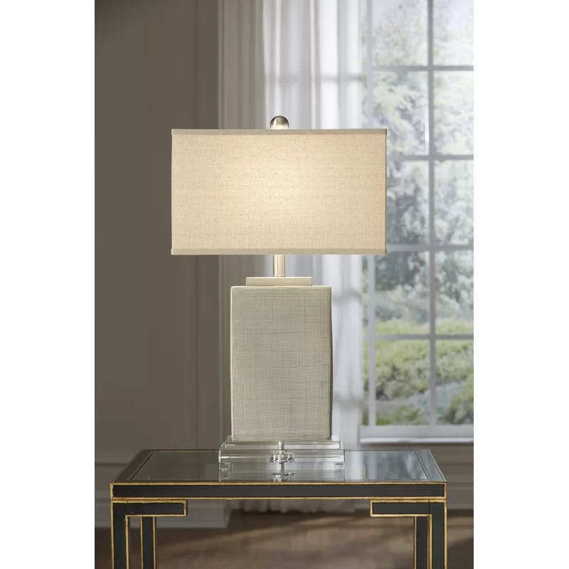 Huntington Textured Ceramic Table Lamp with Linen Shade