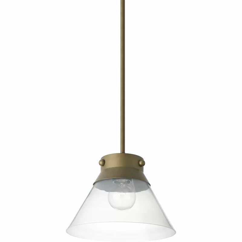 Tapia Trail Aged Brass 1-Light Pendant with Seeded Glass Shade