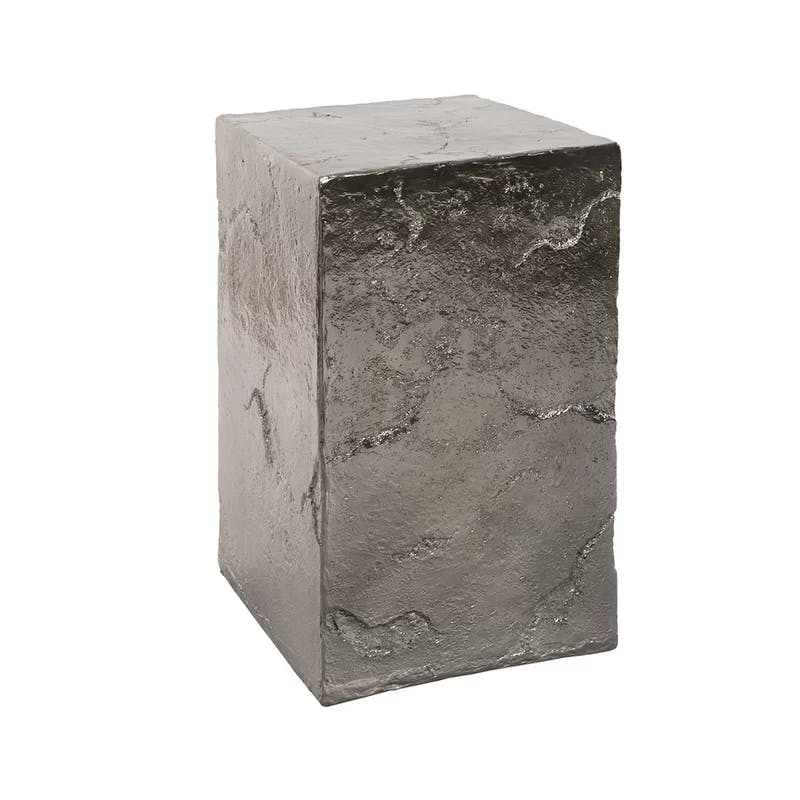 Contemporary Liquid Silver Metal Pedestal - 39" H x 13" W