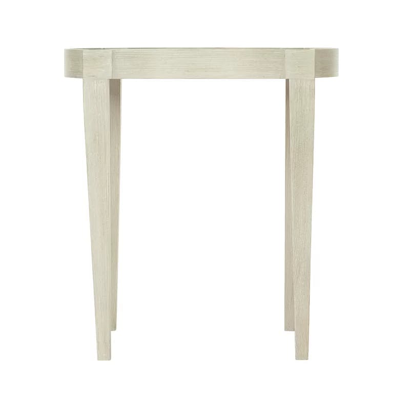 Transitional Cream Round Wood Occasional End Table 22"