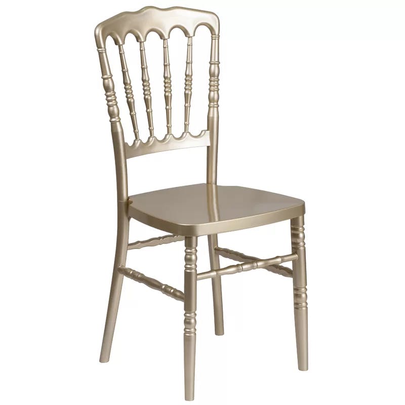 Elegant Gold Resin Napoleon Stacking Chair with Cushion Comfort