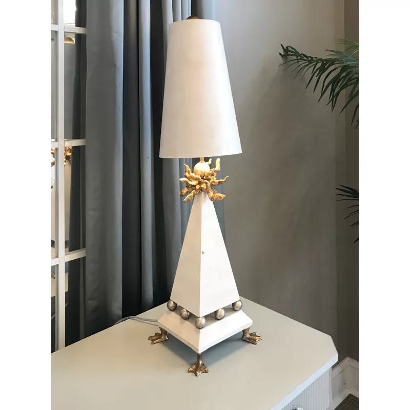 Leda 32" Weathered Brown and Gold Leaf Table Lamp