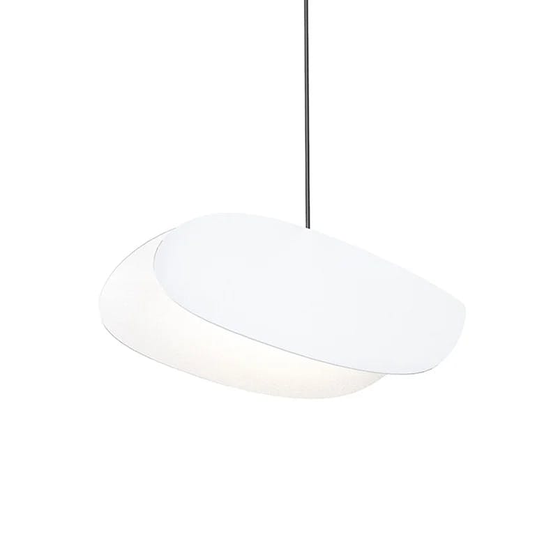 Modern Satin Black LED Pendant with White Shades - Indoor/Outdoor