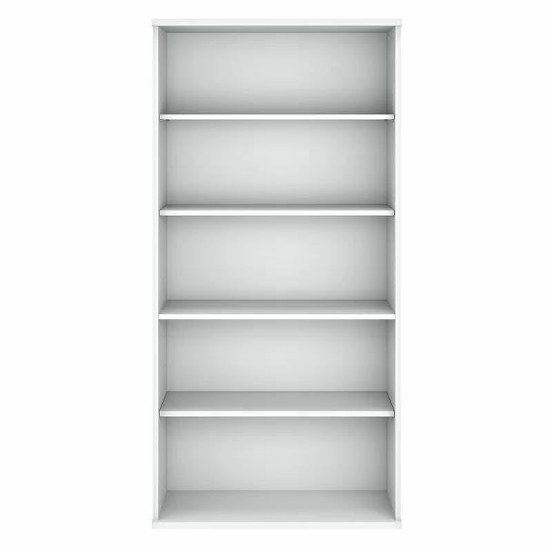 Pure White Contemporary 5-Shelf Adjustable Bookcase in Laminated Engineered Wood