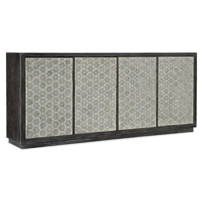 Greystone Elegance 90'' Carved Four-Door Sideboard in Gray/Brown