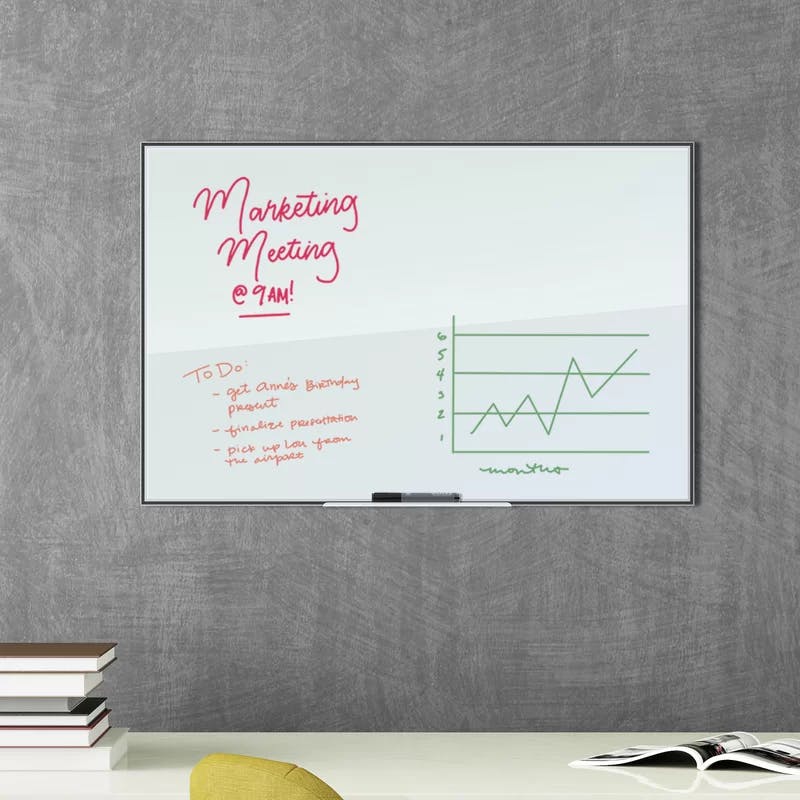 Frosted Elegance 36"x24" White Tempered Glass Dry-Erase Board