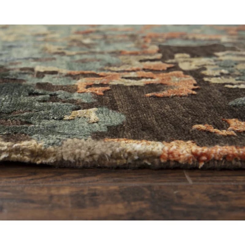 Elysian Gray Abstract Hand-Knotted Wool & Viscose 6' x 9' Rug