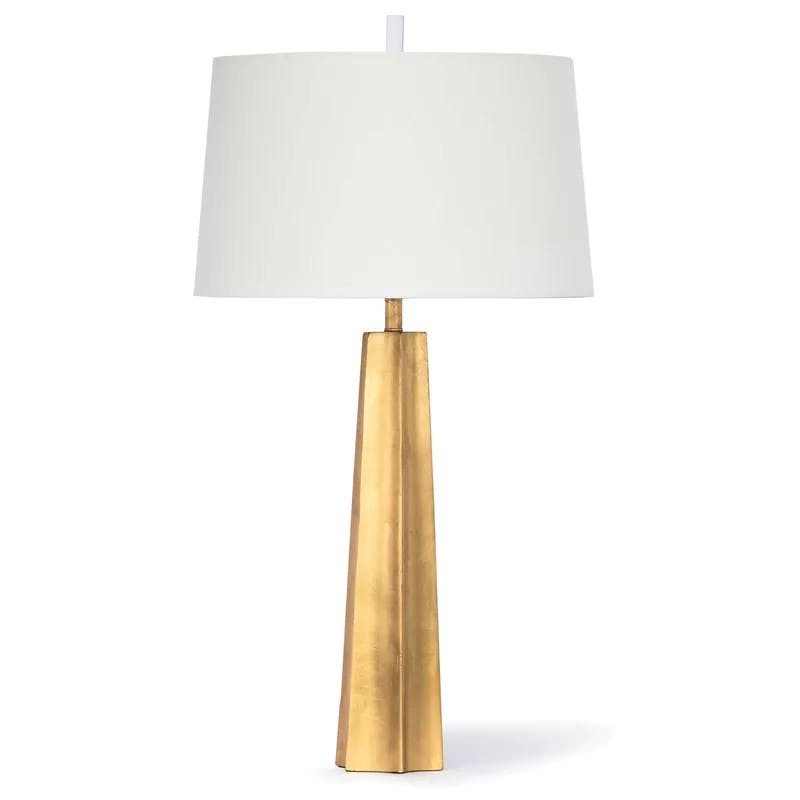 Celine 18'' Gold Leaf Linen Shade Table Lamp with 3-Way Switch