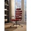 Vintage Red High-Back Leather Executive Swivel Chair with Metal Base