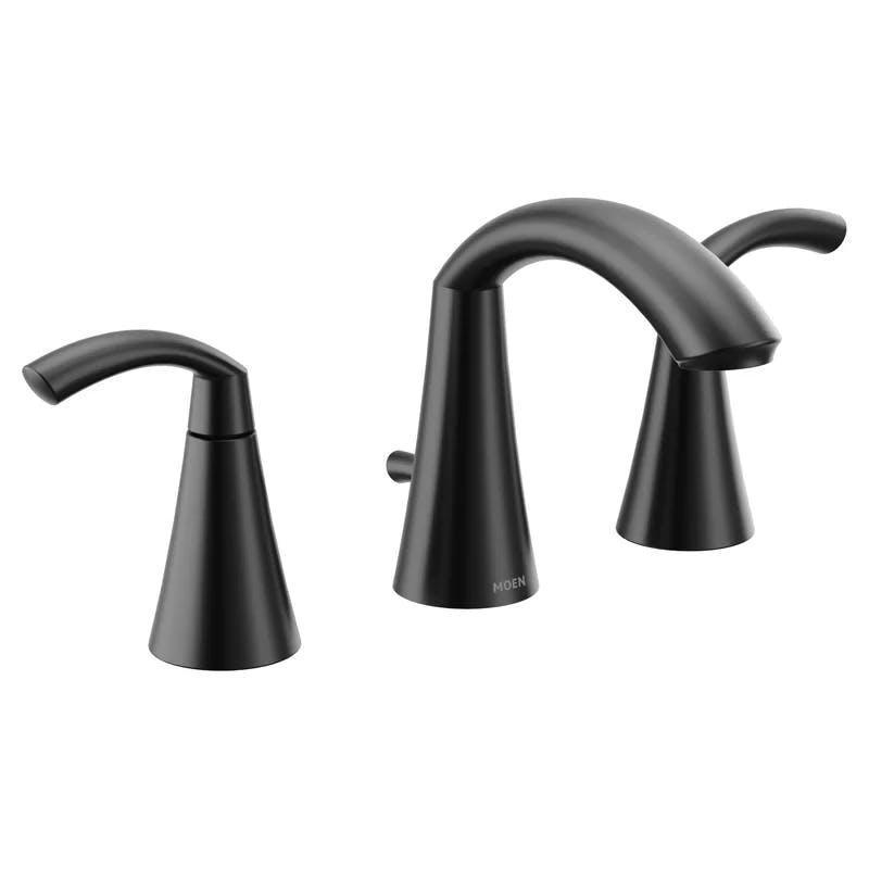 Elegant Matte Black 5 3/4" High Widespread Modern Bathroom Faucet