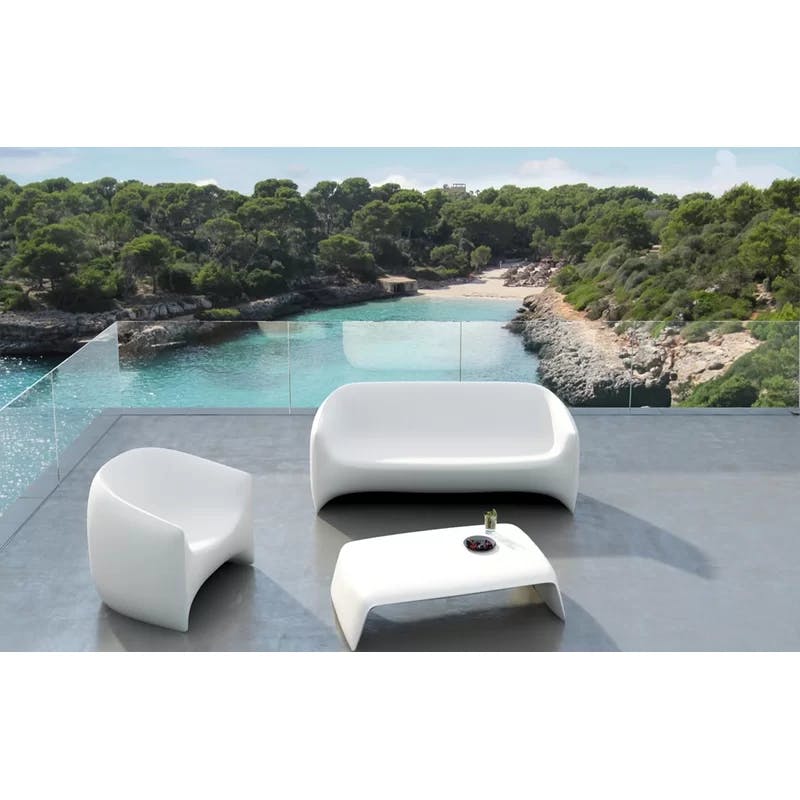 Blow 78.75'' Matte White Polyethylene Outdoor Patio Sofa