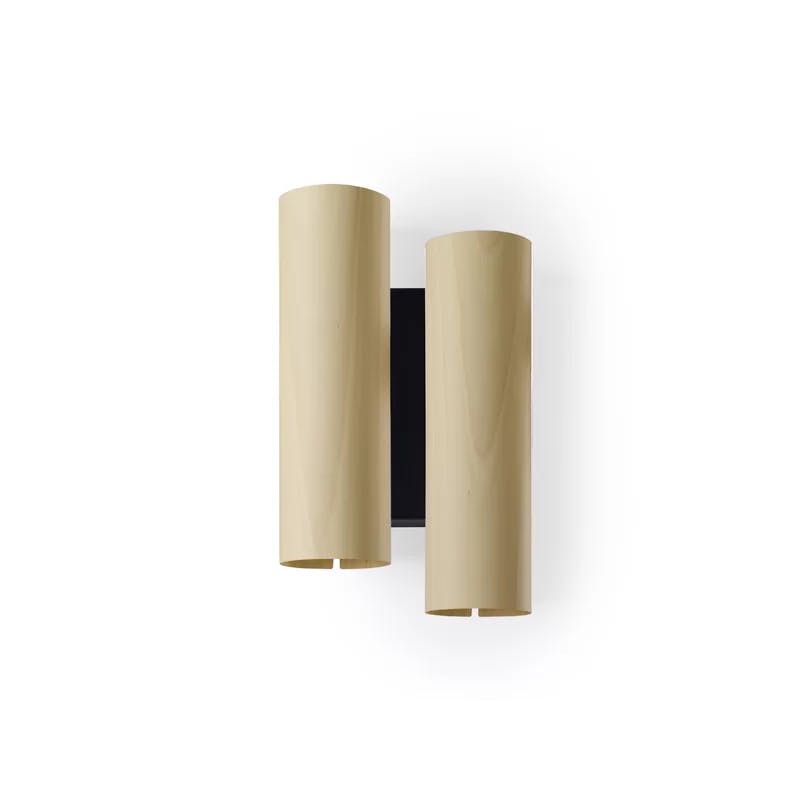 Matte Black and Natural Beech LED Dimmable Cylinder Sconce