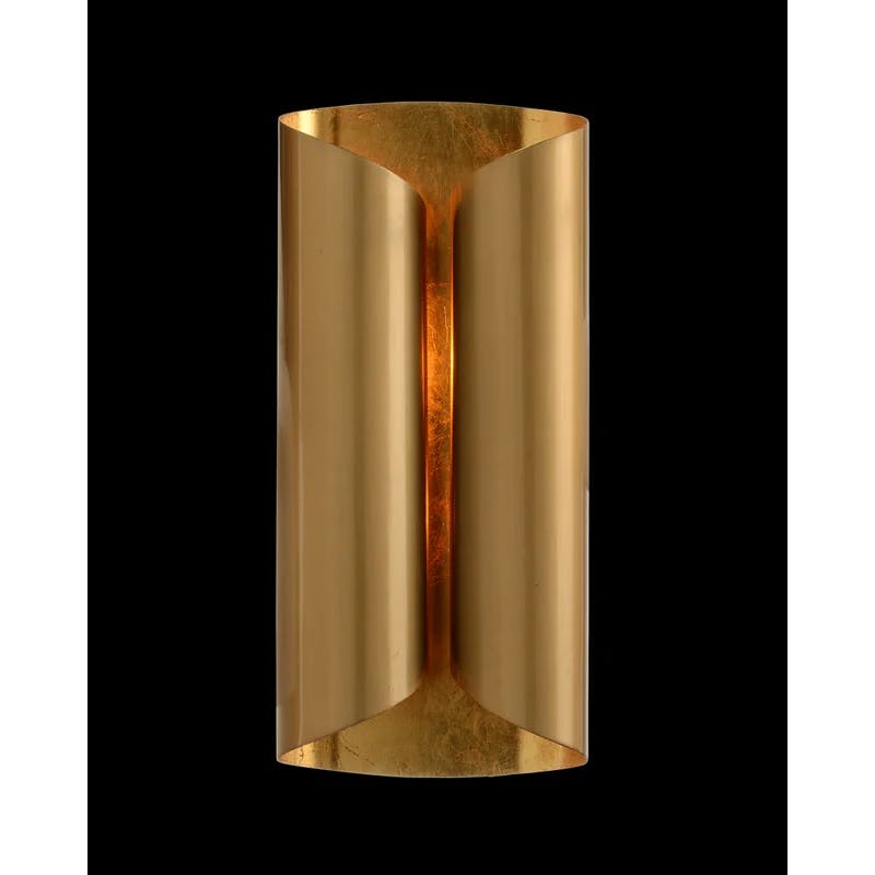 Curled Bronze and Gold Leaf 2-Light Dimmable Wall Sconce