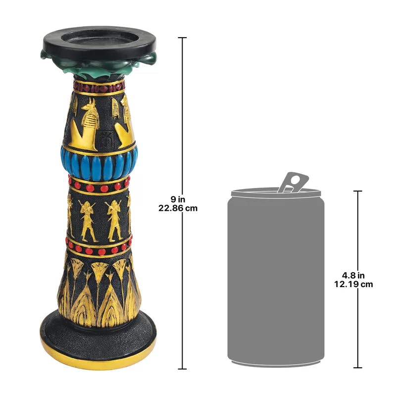 Luxor Temple Rameses 9'' Black and Gold Egyptian Candlestick