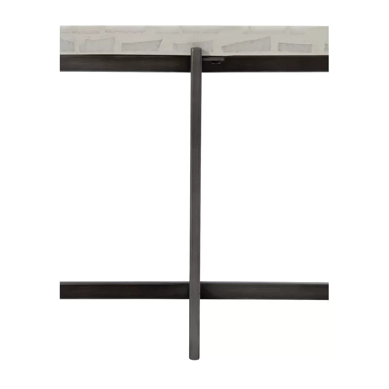 Beige Terrazzo Large Cocktail Table with Flint Grey Base