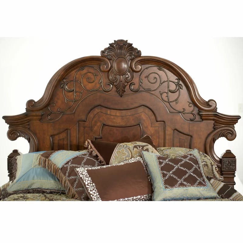 Windsor Court Queen Traditional Brown Panel Bed with Storage