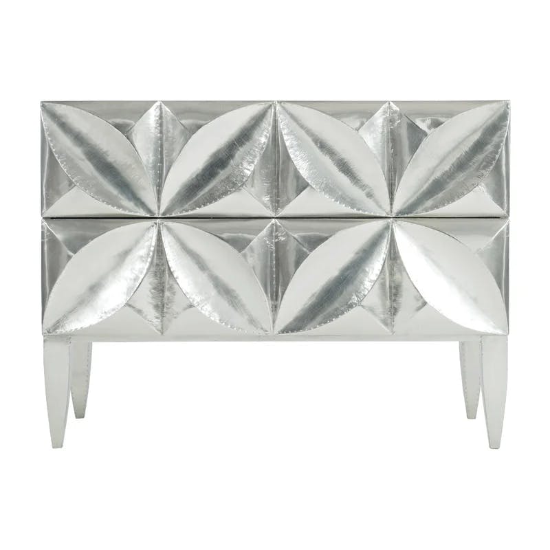 Dahlia Transitional 2-Drawer Silver German Silver Nightstand