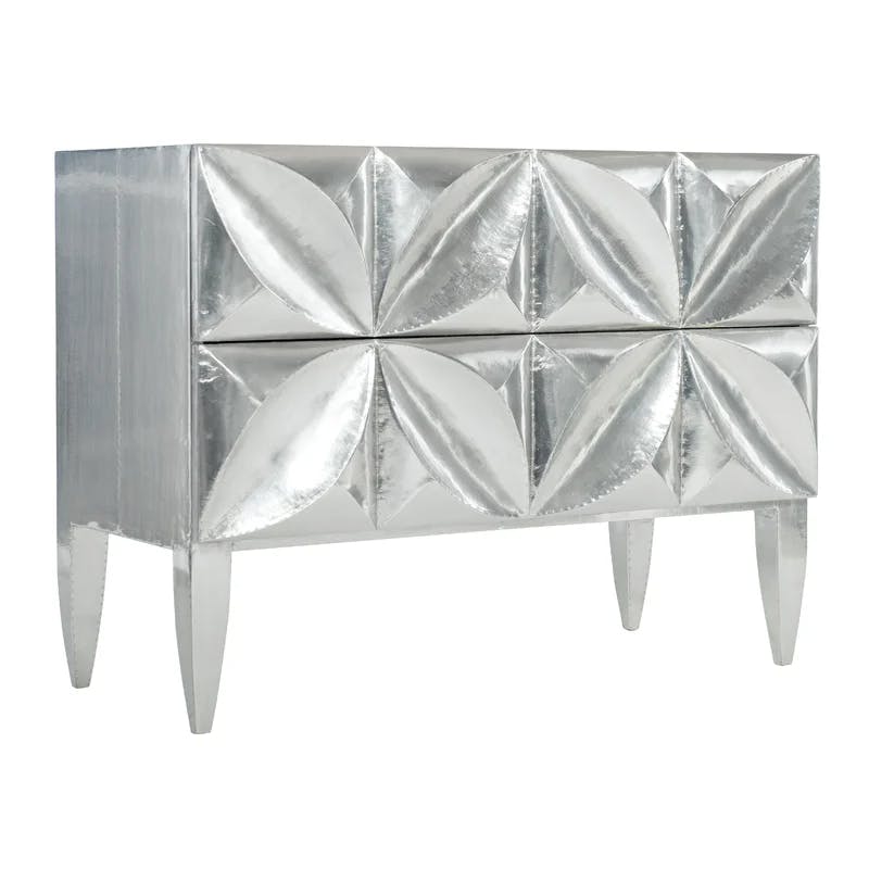 Dahlia Transitional 2-Drawer Silver German Silver Nightstand