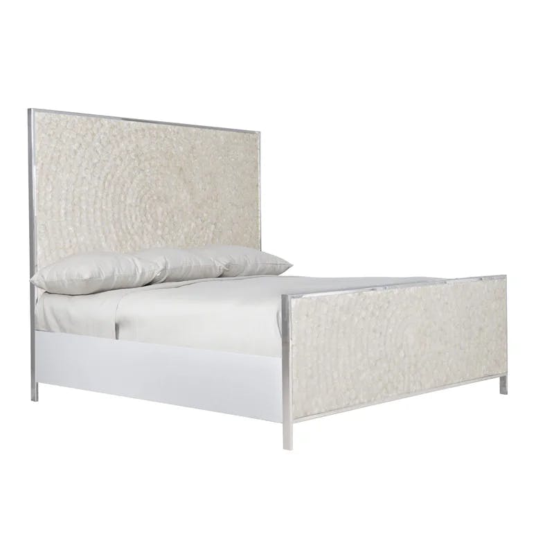 Helios King Capiz Shell Panel Bed with Stainless Steel Frame
