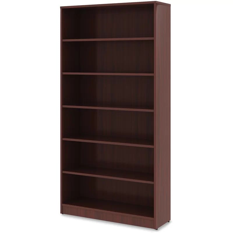 Contemporary Mahogany Laminate Adjustable 6-Shelf Bookcase
