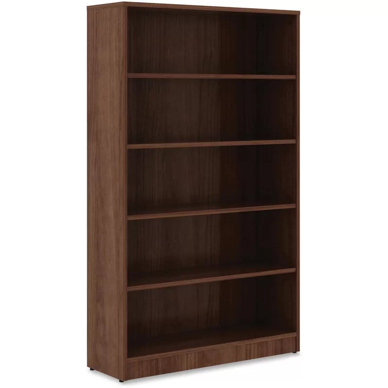 Adjustable Walnut Laminate 5-Shelf Bookcase - 60"x36"x12"