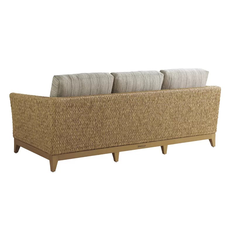Transitional Flared Wicker Sectional with Hand-Brushed Metal Base