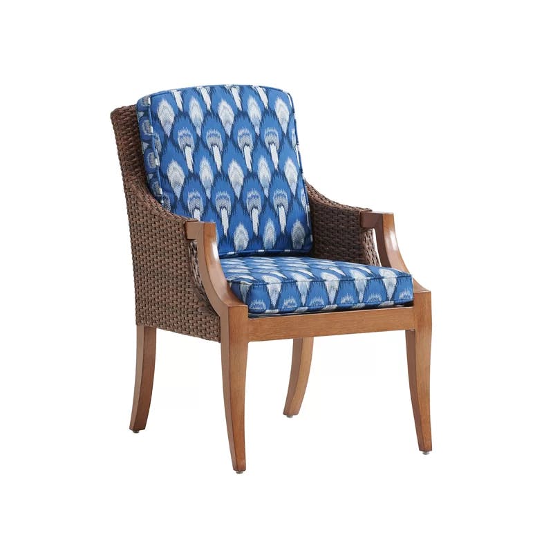 Harbor Isle Modern Basket Weave Arm Dining Chair in Rich Walnut
