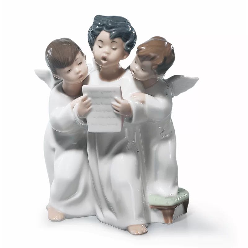 Cherubic Trio Porcelain Angel Statue for Valentine's Day