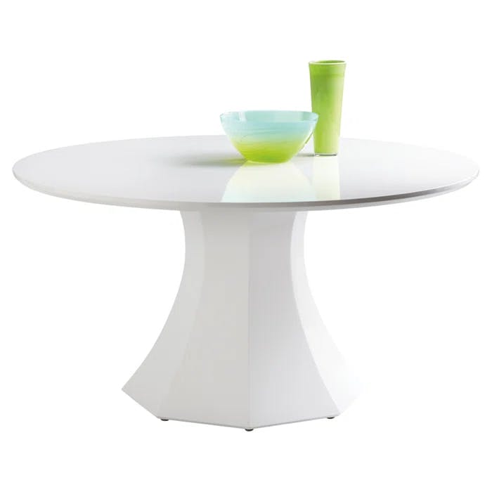 Contemporary 55" White High Gloss Round Wood Dining Table