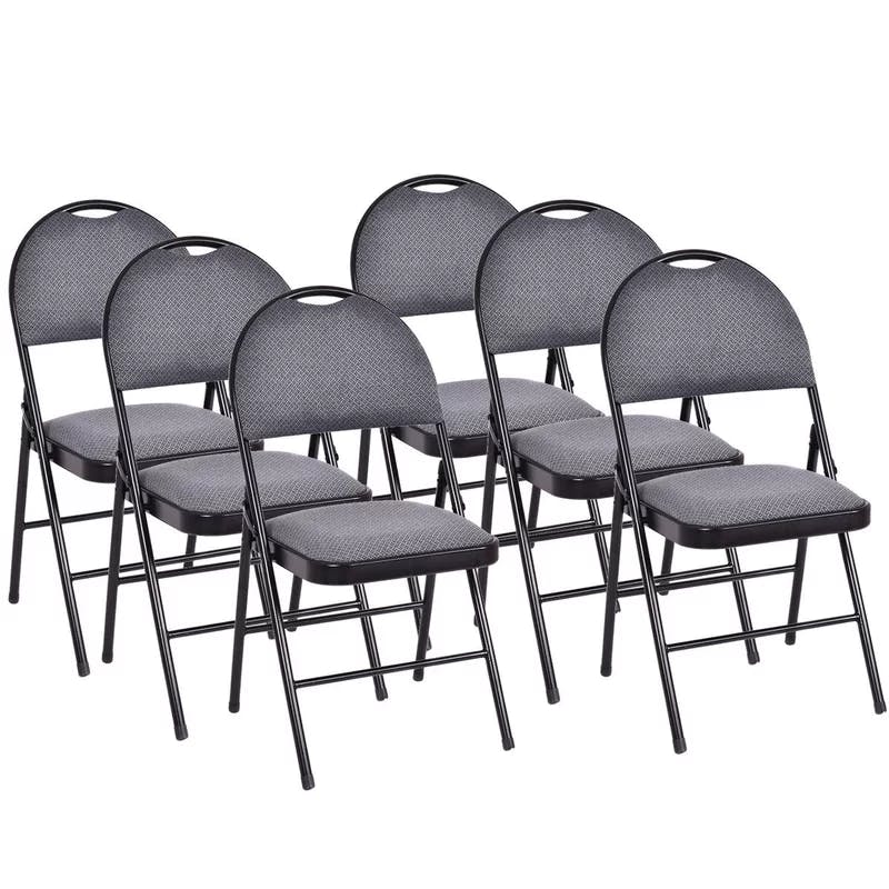 ErgoComfort 6-Piece Black Fabric & Metal Folding Chair Set