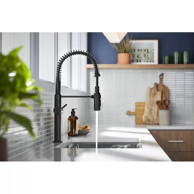 Crue Matte Black 30.75" Single-Handle Semi-Professional Kitchen Faucet
