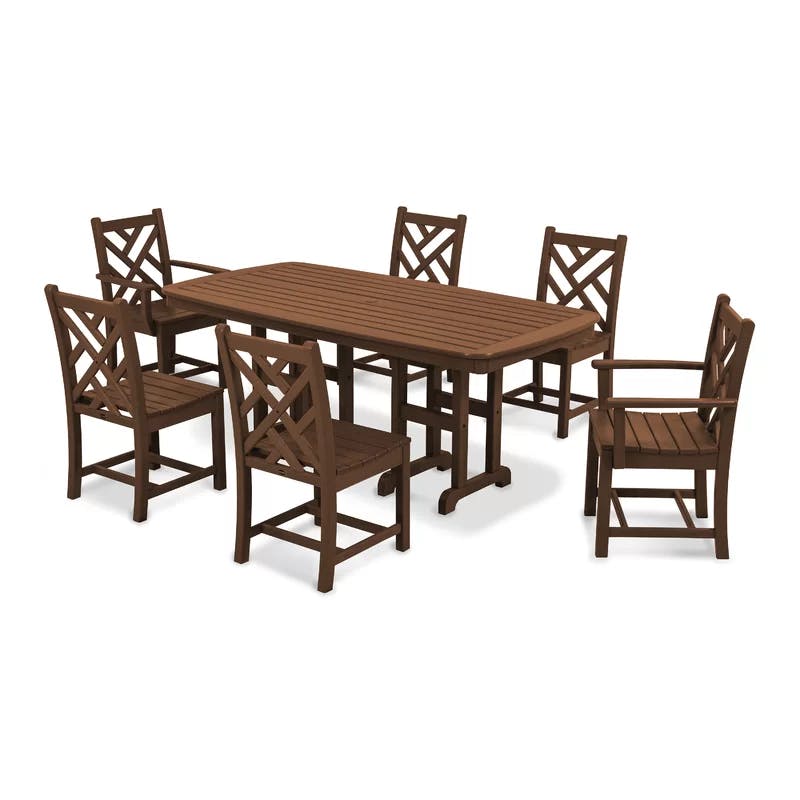 Chippendale POLYWOOD 7-Piece Teak Dining Set for Four