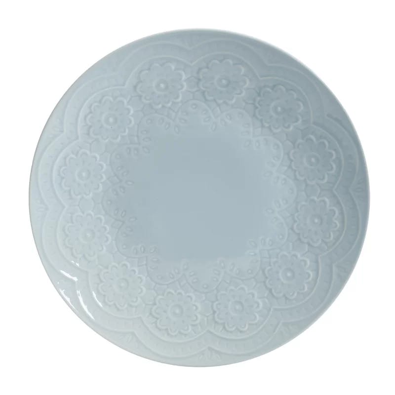 Aqua Floral Porcelain 16-Piece Dinnerware Set for 4