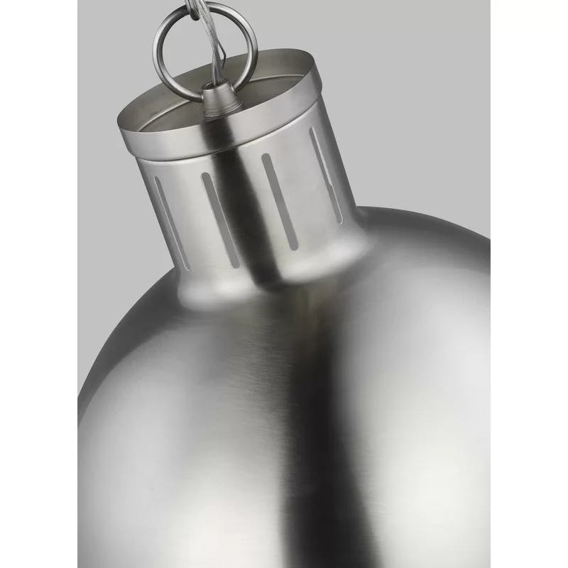 Geoffrey Brushed Nickel 1-Light Globe Pendant with Smooth White Glass