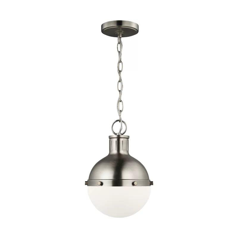 Geoffrey Mini Globe Pendant in Antique Brushed Nickel with White Glass