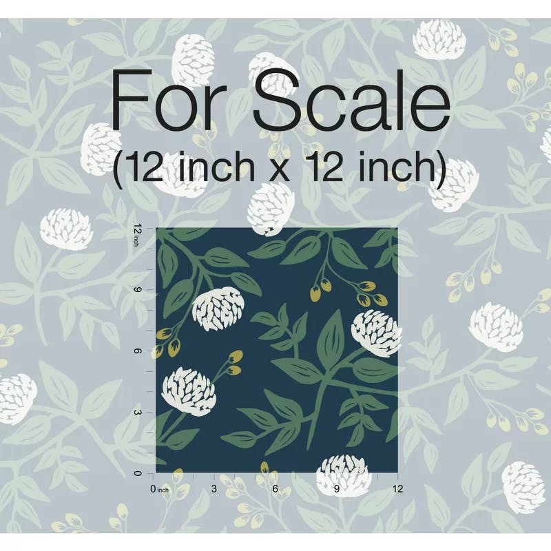 Peonies 27' x 27" White & Navy 3D Floral Wallpaper