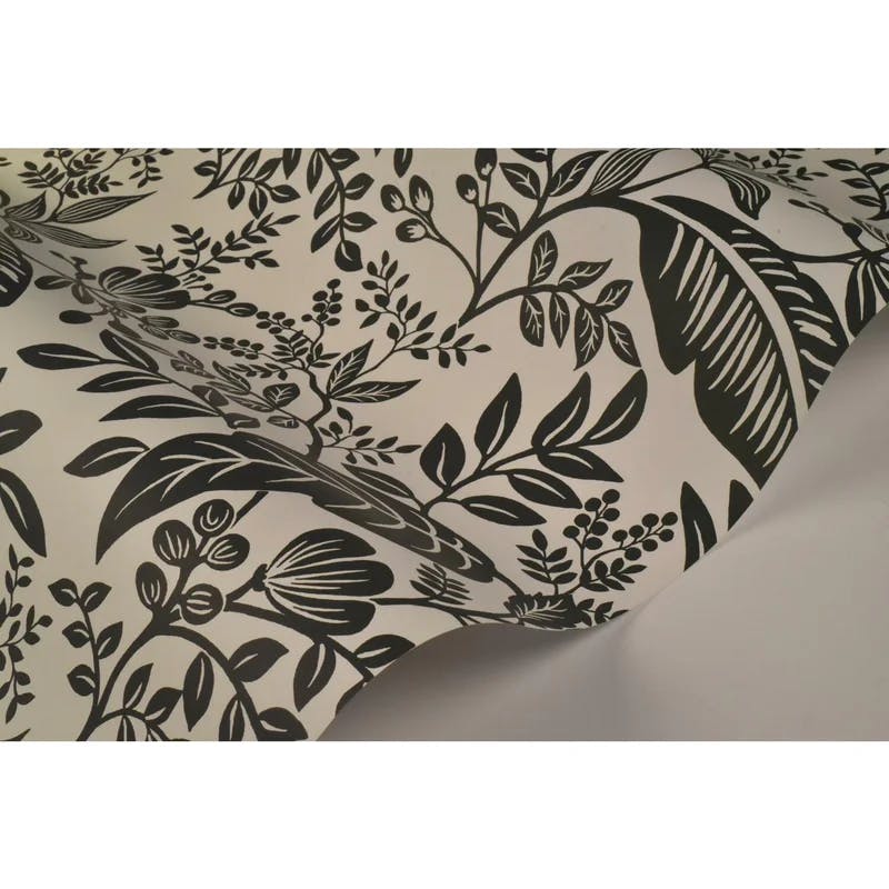 Canopy Black & White Tropical Leaves Removable Wallpaper Roll