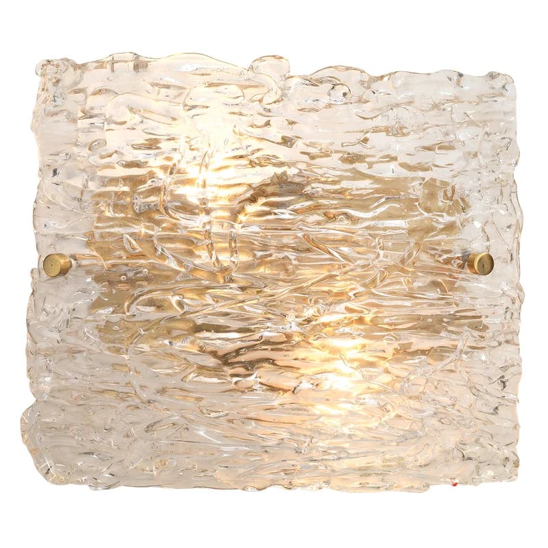 Antique Brass Dual-Light Sconce with Textured Glass