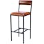 Lazarus Industrial Leather & Iron Bar Stool with Padded Seat