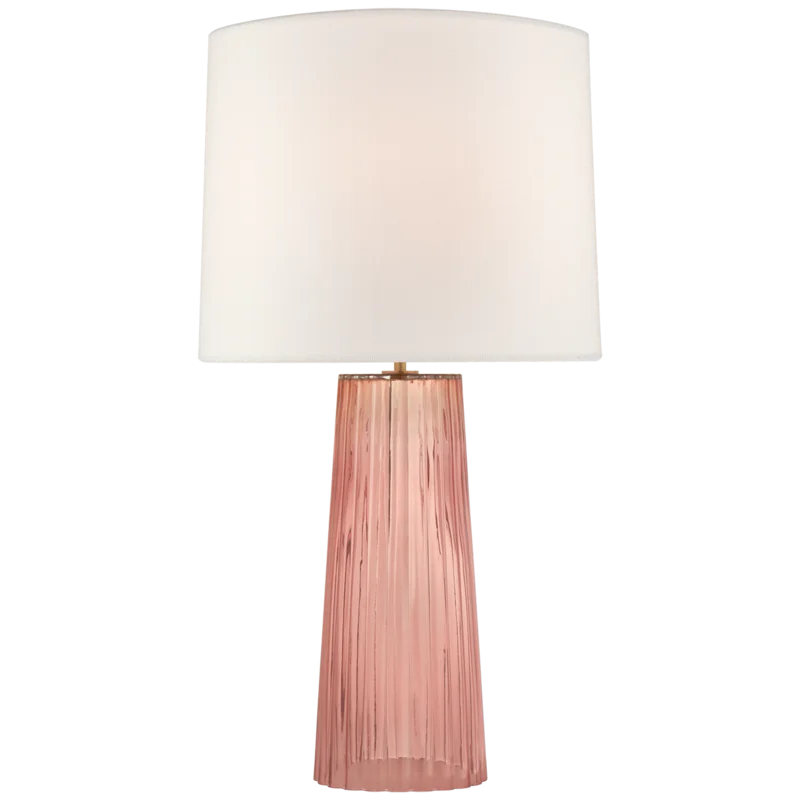 Elegant Danube Rosewater Glass Table Lamp with Linen Shade