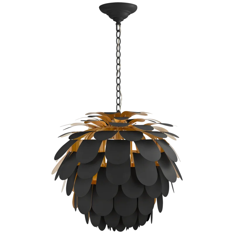Cynara Tropical Pineapple-Inspired 15" Black Crystal Pendant Light