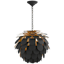 Cynara Tropical Pineapple-Inspired 15" Black Crystal Pendant Light