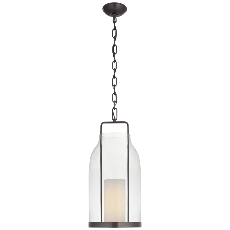 Elegant Bronze and Glass LED Indoor/Outdoor Pendant Lantern