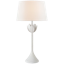 Alberto Petal-Detail Plaster White Steel Table Lamp with Linen Shade