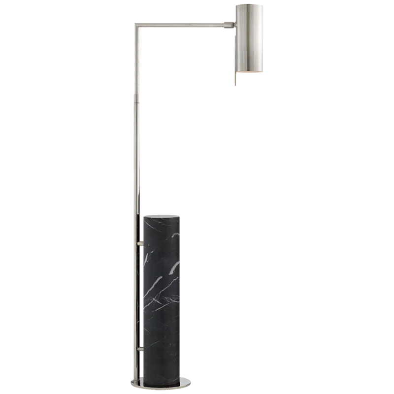 Edison Adjustable 41.5'' Polished Nickel & Black Marble Outdoor Floor Lamp