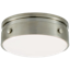 Antique Nickel Drum LED Flush Mount with White Glass Shade